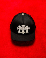 Chrome Hearts Leather Triple Cross Patch Trucker Hat