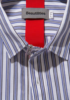 Beautilities Utility Zip Shirt White x Blue Stripe
